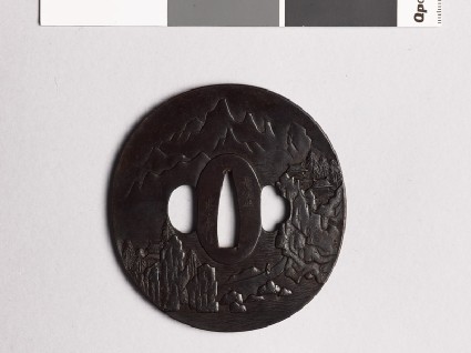 Tsuba with Chinese-style landscapefront