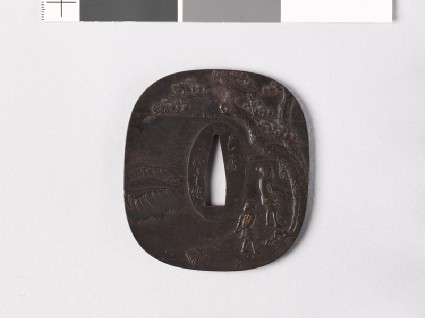 Tsuba with two children representing the twin pines of Takasagofront