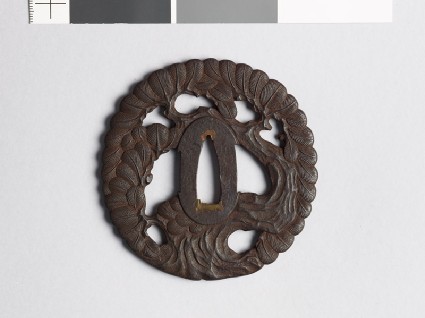 Tsuba in the form of a gnarled pine treefront