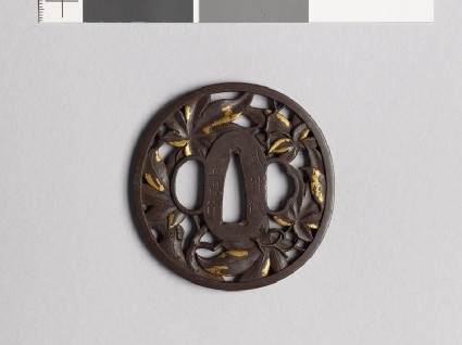 Tsuba with branches and leaves from a maple treefront