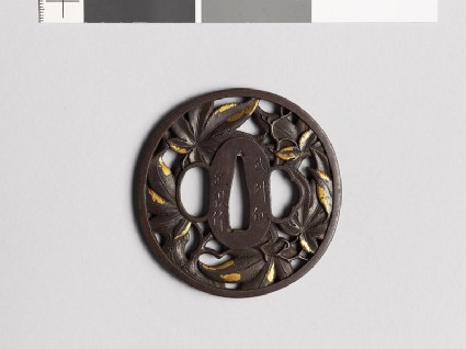 Tsuba with branches and leaves from a maple treefront