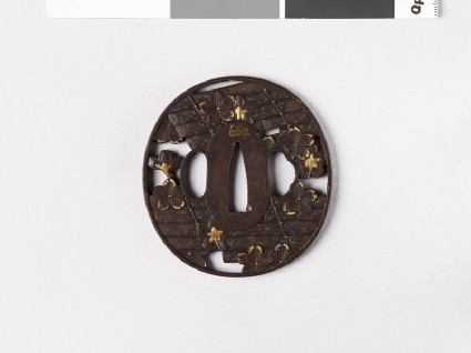 Tsuba with rafts and cherry blossomsfront