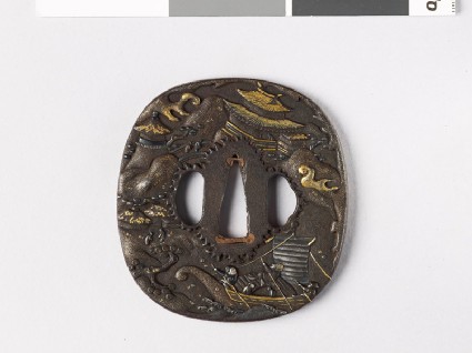 Tsuba with figures in a landscapefront