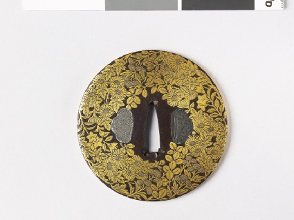 Round tsuba with asters, lespedeza, and gentianfront