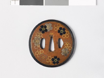 Tsuba with heraldic cherry blossomsfront