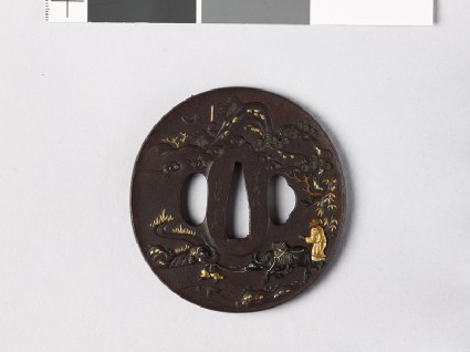 Tsuba with figures in a landscapefront