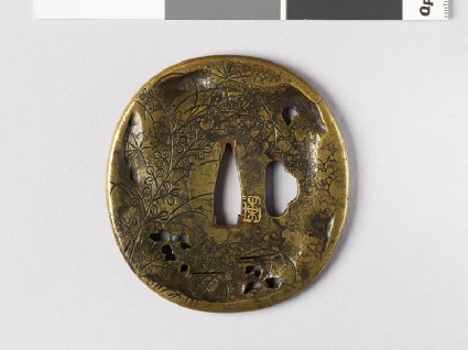 Tsuba with plants and landscape scenefront