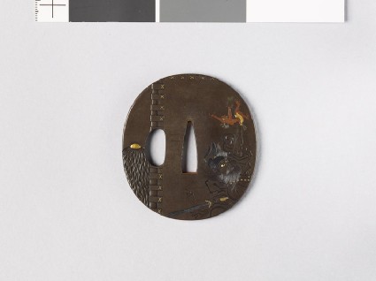Tsuba with a Boys' Festival Banner depicting Shōki and a demonfront