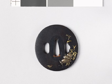 Tsuba with three egrets in a streamfront