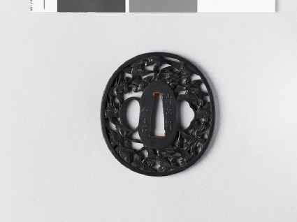 Tsuba with flying cranesfront