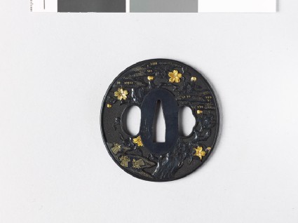 Tsuba with cherry tree and cloudsfront