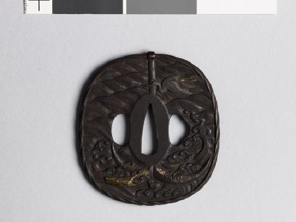 Tsuba with anchor amid wavesfront
