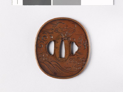 Tsuba with dragon, waves, and cloudsfront
