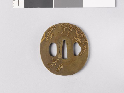 Tsuba with willow branches and swallowsfront