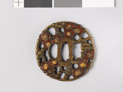 Tsuba with blossoming plum treefront