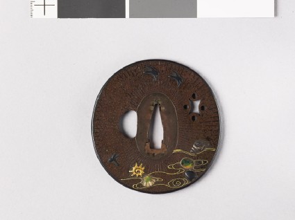 Tsuba with wild geese and shellsfront