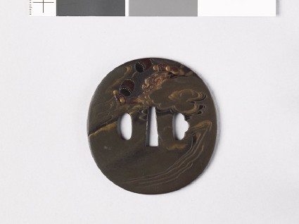 Tsuba depicting Raiden, the Thunder God, with bamboo and a rain storm on the reversefront