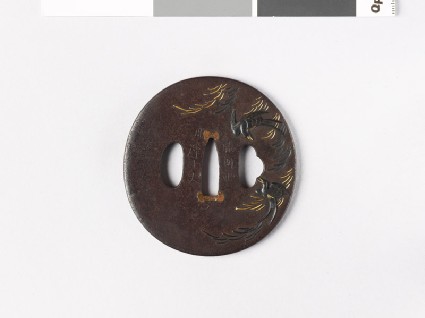 Tsuba with swallows and a willow treefront