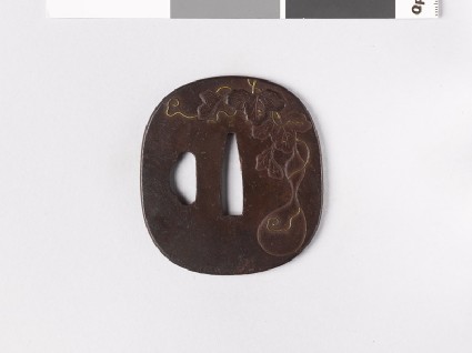 Tsuba with bottle gourd and dewdropsfront