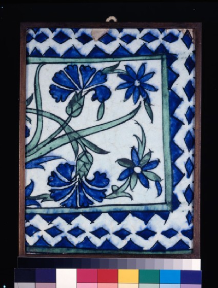 Frieze tile with carnations and irisesfront
