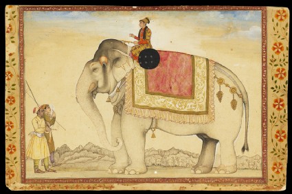 The elephant Ganesh Gaj and riderfront