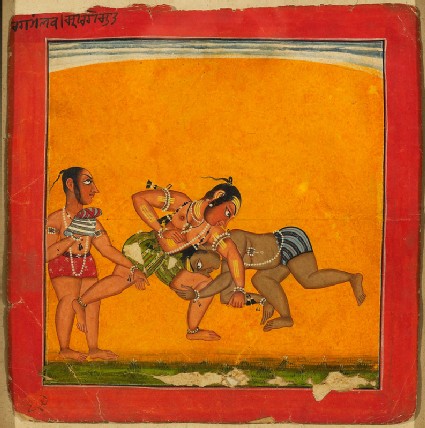 Wrestlers, illustrating the musical mode Raga Malavafront