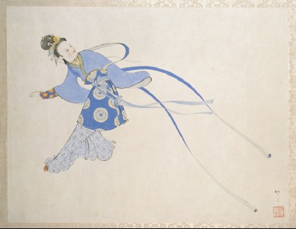 Tang dancing girl in blue dressfront