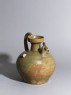 Greenware ewer with chicken head spout (oblique)
