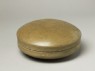 Greenware circular box and lid with lotus flowers (oblique)