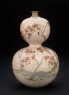 Kyo-Satsuma vase in double-gourd form with mandarin ducks under cherry blossom (side)