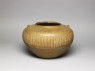 Greenware jar with ribbed decoration (oblique)