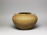 Greenware jar with ribbed decoration (oblique)