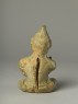 Greenware burial figure of man playing a harp (back)