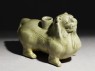 Greenware vessel in the form of a lion (oblique)