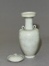 Greenware vase with floral decoration (oblique, open)