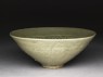 Greenware bowl with floral decoration (oblique)