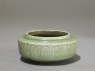 Greenware jar with stylized petals (oblique)