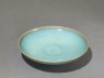 Shallow dish with blue glaze (oblique)