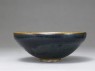 Black ware bowl with brown stripes (side)