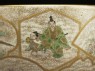 Satsuma tea bowl with animals, plants, and figures (detail, figures in cartouche)