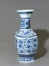 Blue-and-white hexagonal vase with floral decoration (oblique)