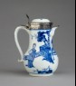 Blue-and-white jug with garden landscape and Dutch silver mount (side)