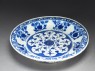 Dish with chrysanthemum sprays and lotus flower (oblique)