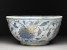 Bowl with bird and peonies (side)