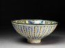 Bowl with radial design and drop-shaped cartouches (oblique)