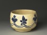 Mortar-shaped bowl with vegetal decoration (oblique)