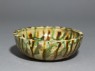 Bowl with striped three-coloured glaze (oblique)