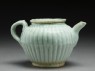 White ware ewer with ribbed body (side)