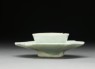 White ware cup stand with petals (side)