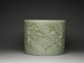 Jade brush pot with a mountain landscape (side)